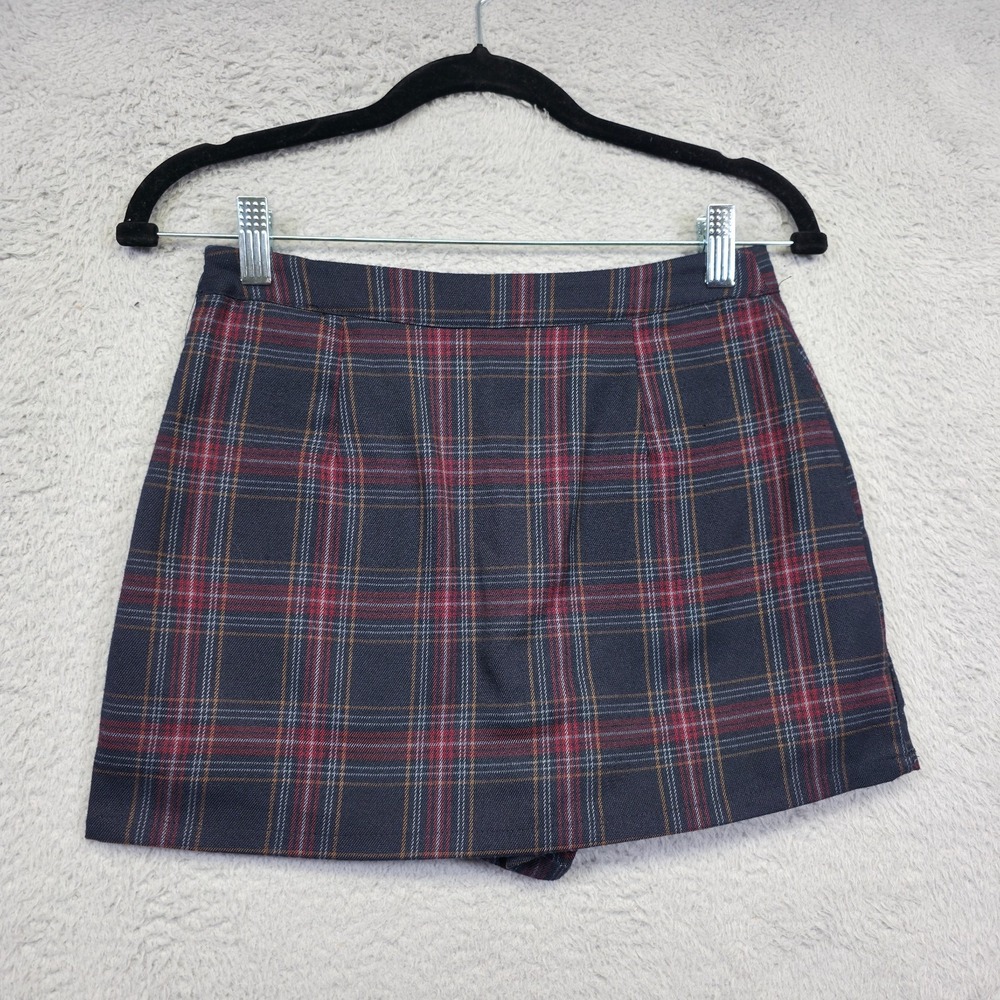 Plaid Mini‎ Skort Womens XS Blue Red Tartan Skirt Short Schoolgirl Academia Y2K - Picture 2 of 12